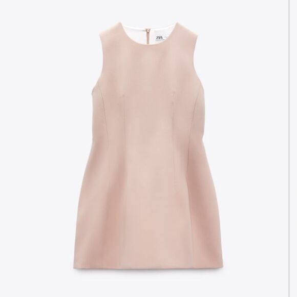ZARA PINK BEIGE VOLUMINOUS SHORT DRESS - Picture 15 of 16